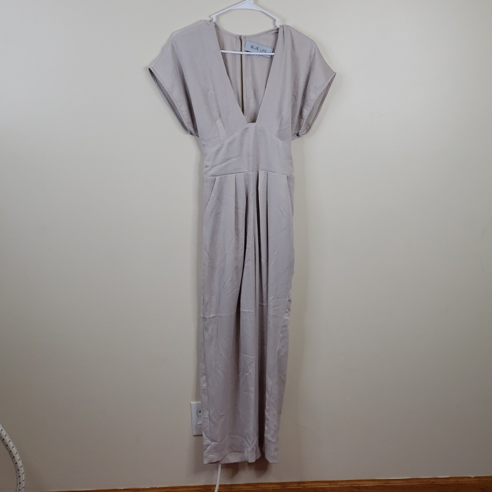 Blue Life Ogla Beige Textured Jumpsuit